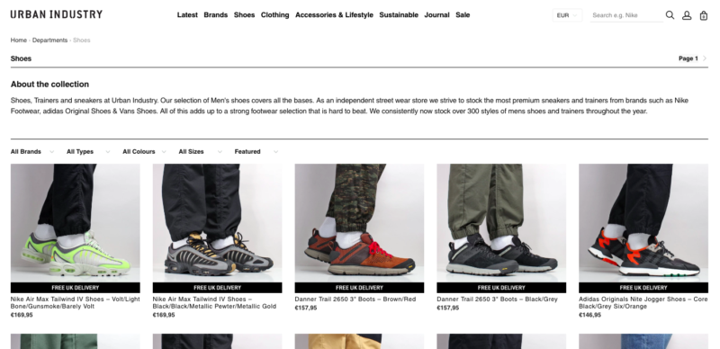 Urban Industry site de sneakers