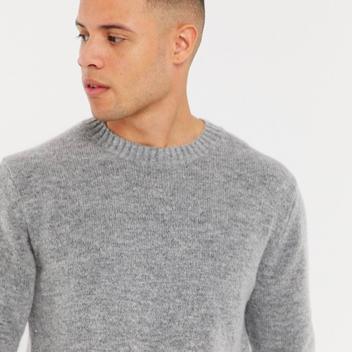 Pull homme fin maille gris hiver 