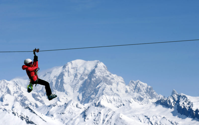 Tyrolienne ski hiver sport