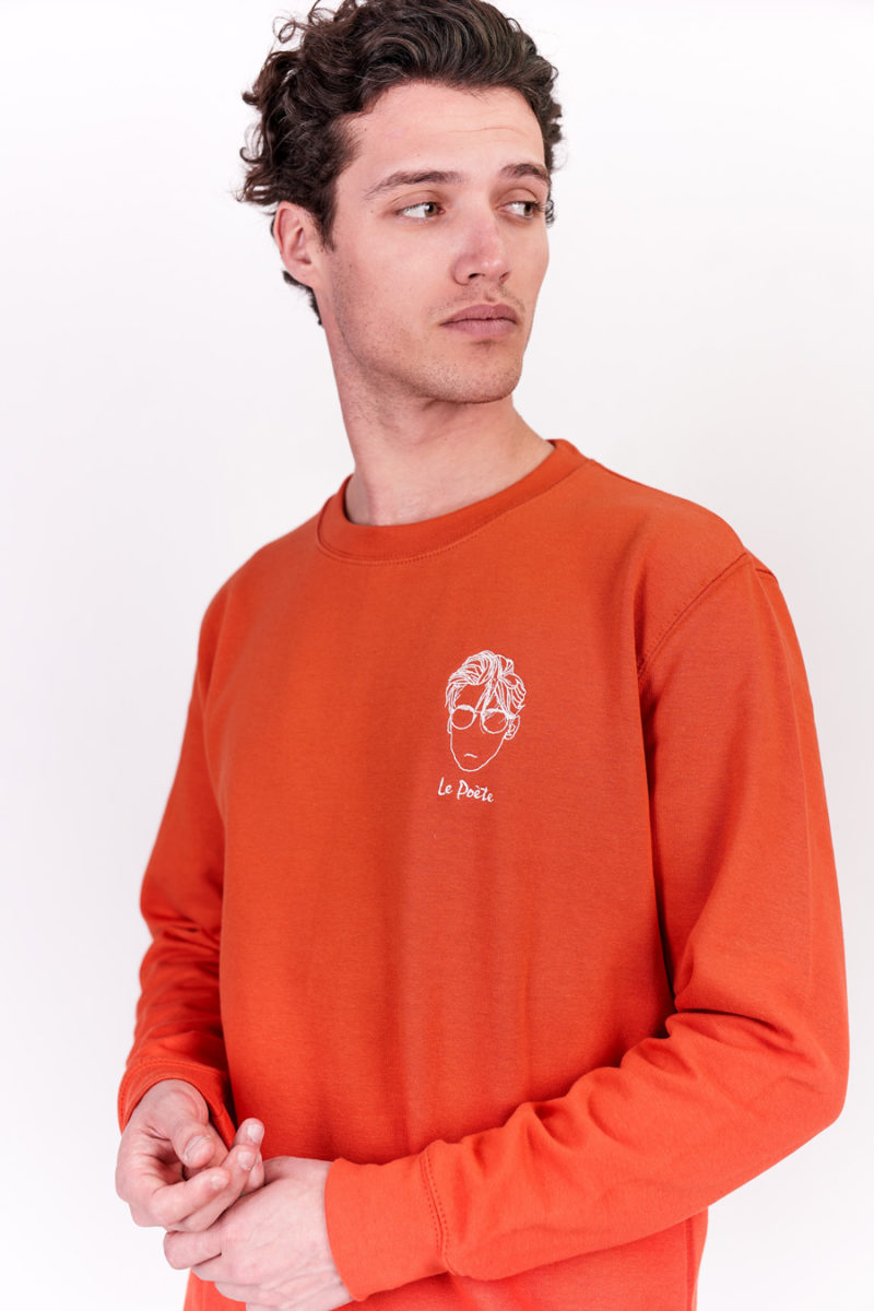 Sweat-shirt homme made in France broderie orange