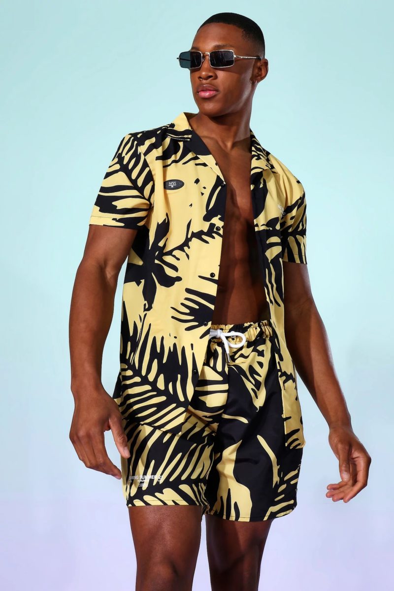 Chemise à imprimé palmier