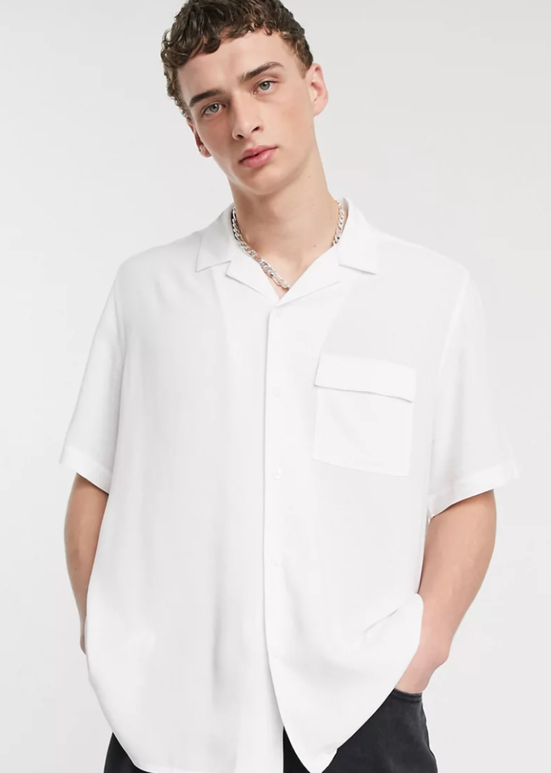 chemise large manches courtes blanches