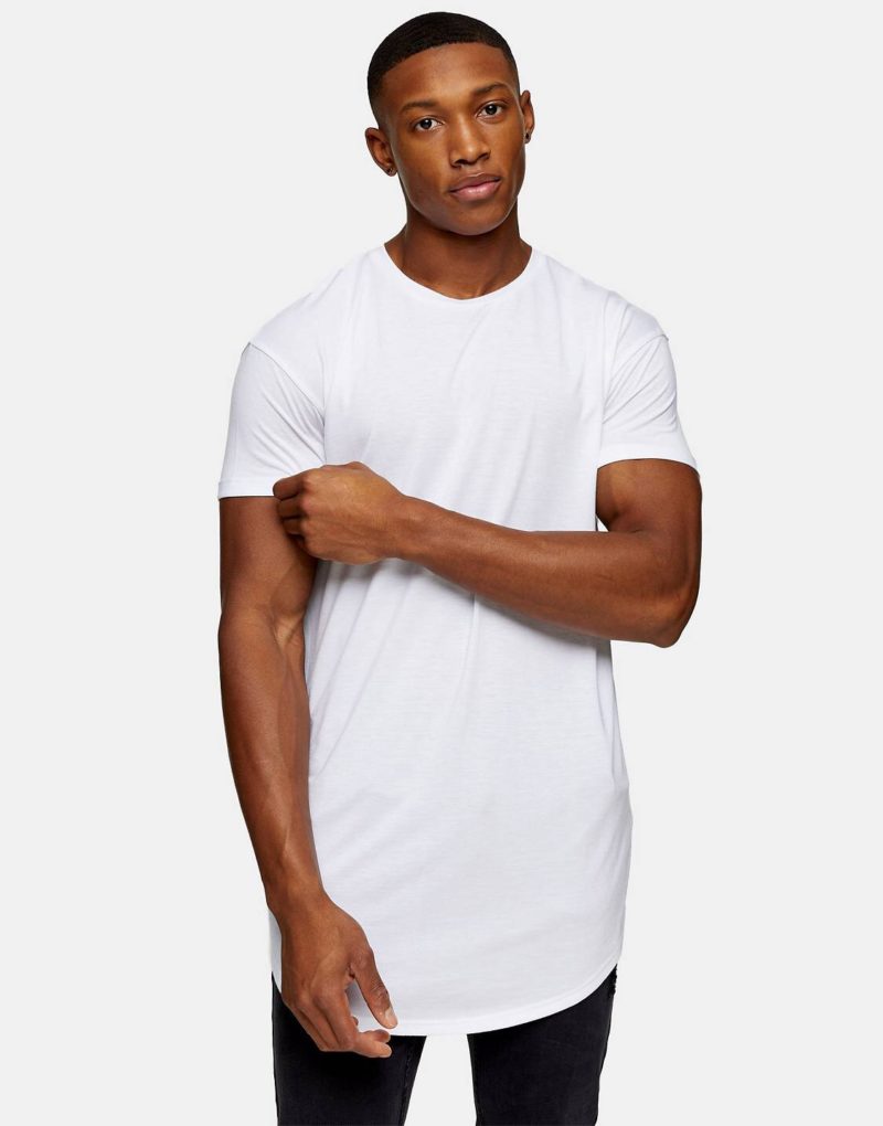T-shirt long blanc Topman