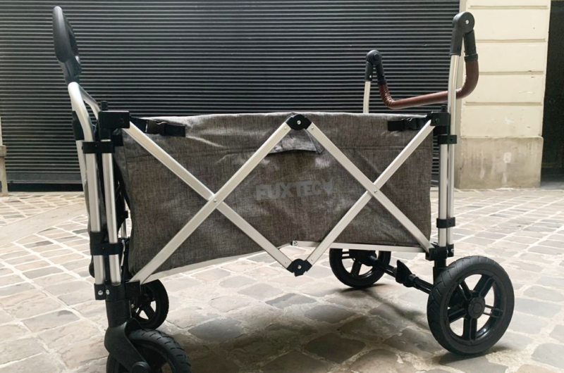 Fuxtec Chariot de Transport Pliable Enfant FX-CT500 avec Toit Anti-UV Gris 
