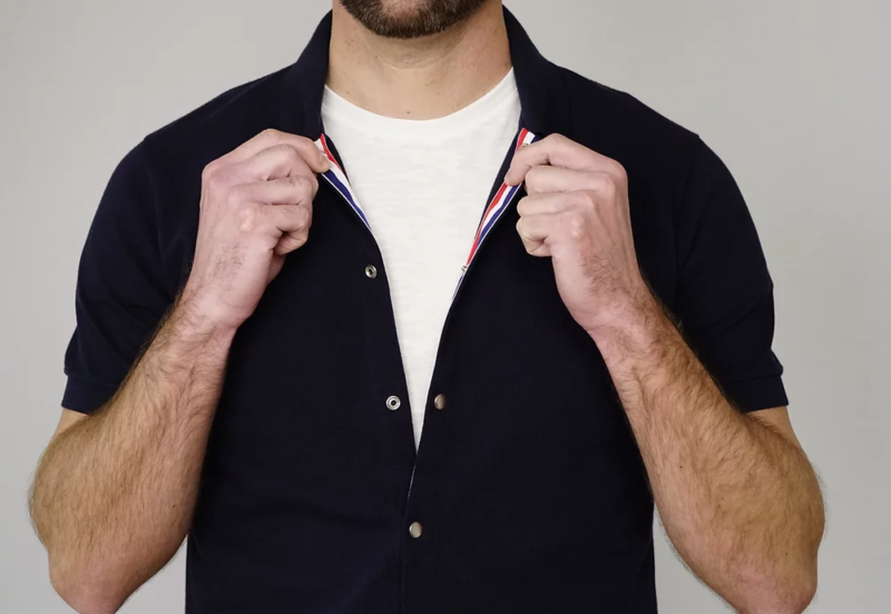 chemise polo bleu marine Elacio prêt-à-porter français