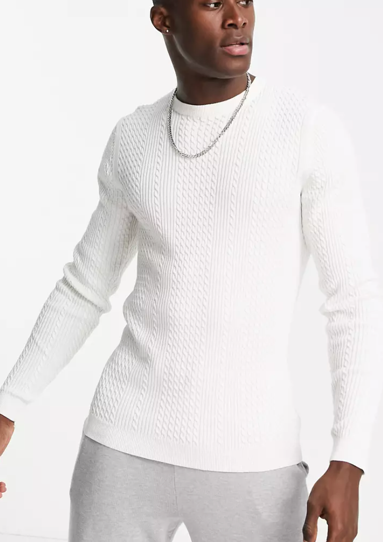 pull col rond blanc