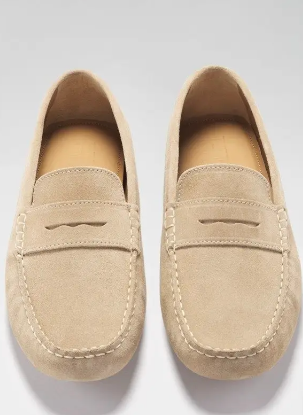 mocassins en daim beige homme