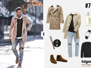 idée look homme mode trench coat jean boots