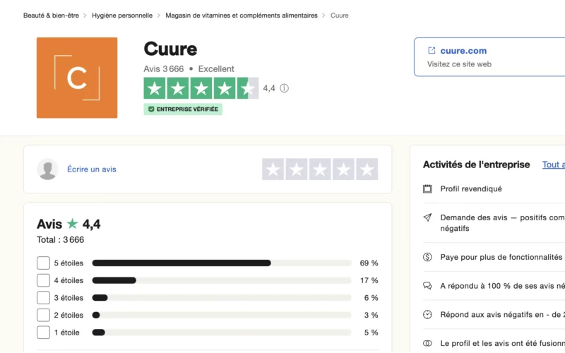 avis Cuure Trustpilot