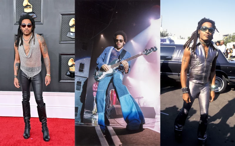 style de lenny kravitz denim cuir