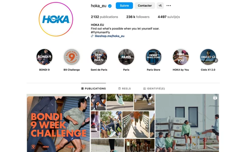 Hoka avis capture d'écran page instagram