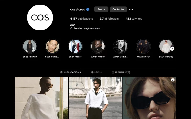 avis sur COS instagram