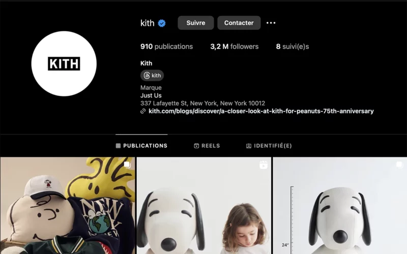 avis sur Kith instagram