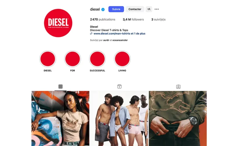 avis sur Diesel instagram
