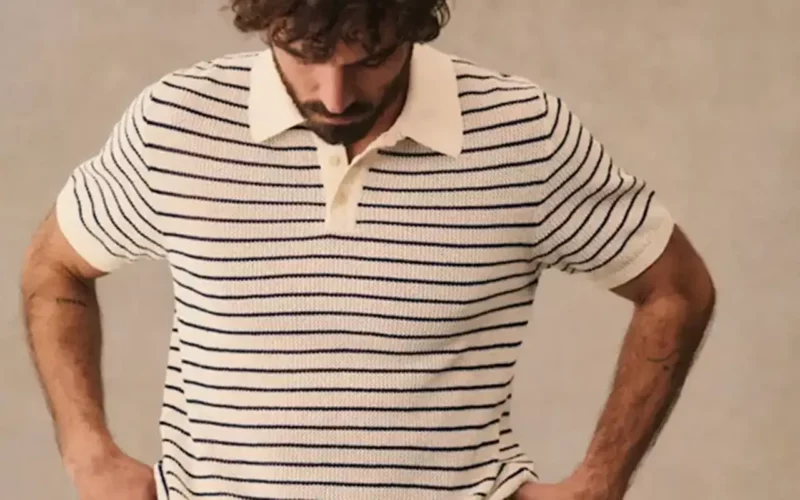 porter les rayures polo maille malo bleu