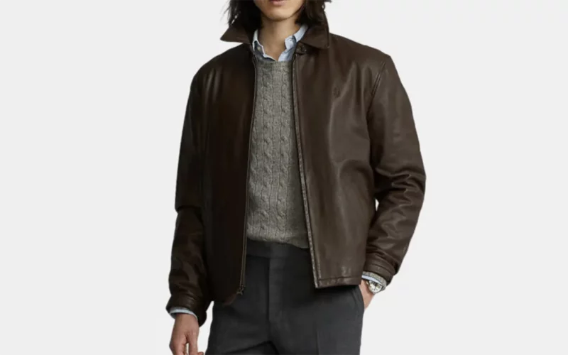 porter la veste en cuir marron raph