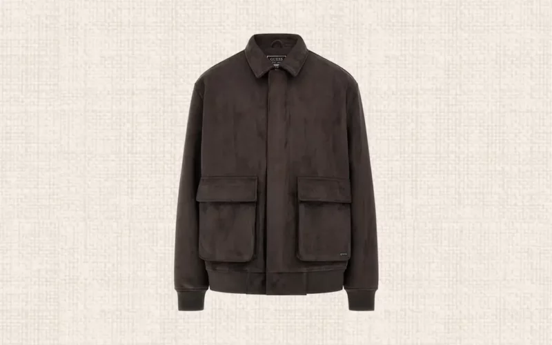 veste en daim marron guess