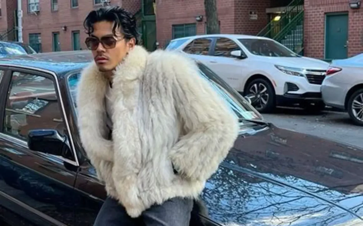 manteau en fausse fourrure pour homme trendy blanche