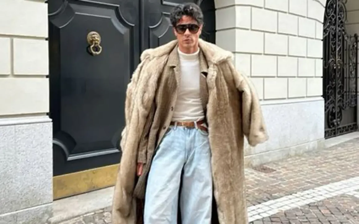 manteau en fausse fourrure pour homme trendy oversize