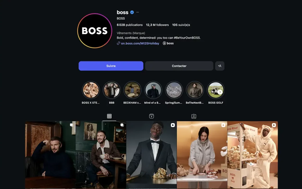 avis sur BOSS Instagram